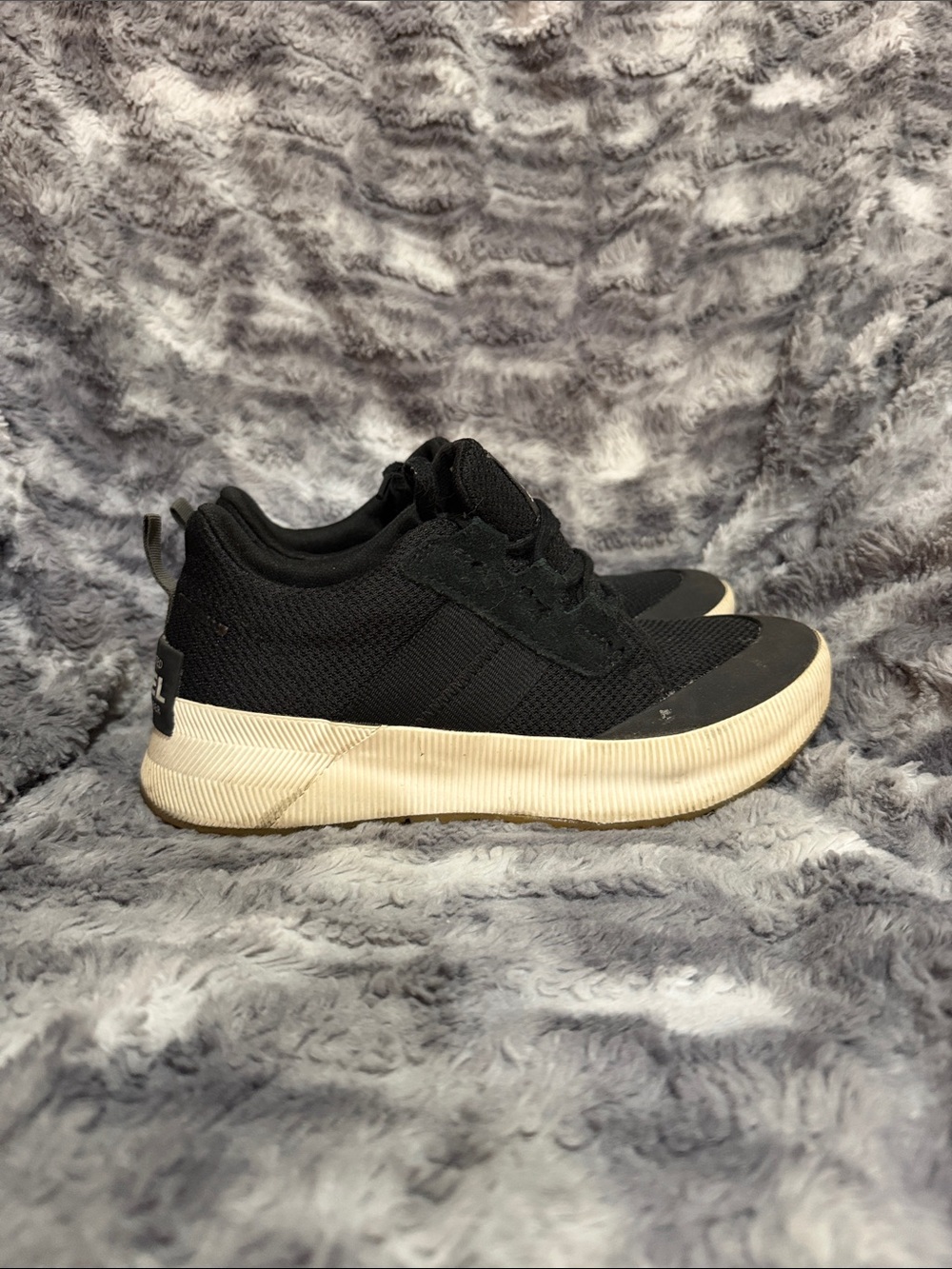Sorel Black Knit Sneakers with Cream Sole